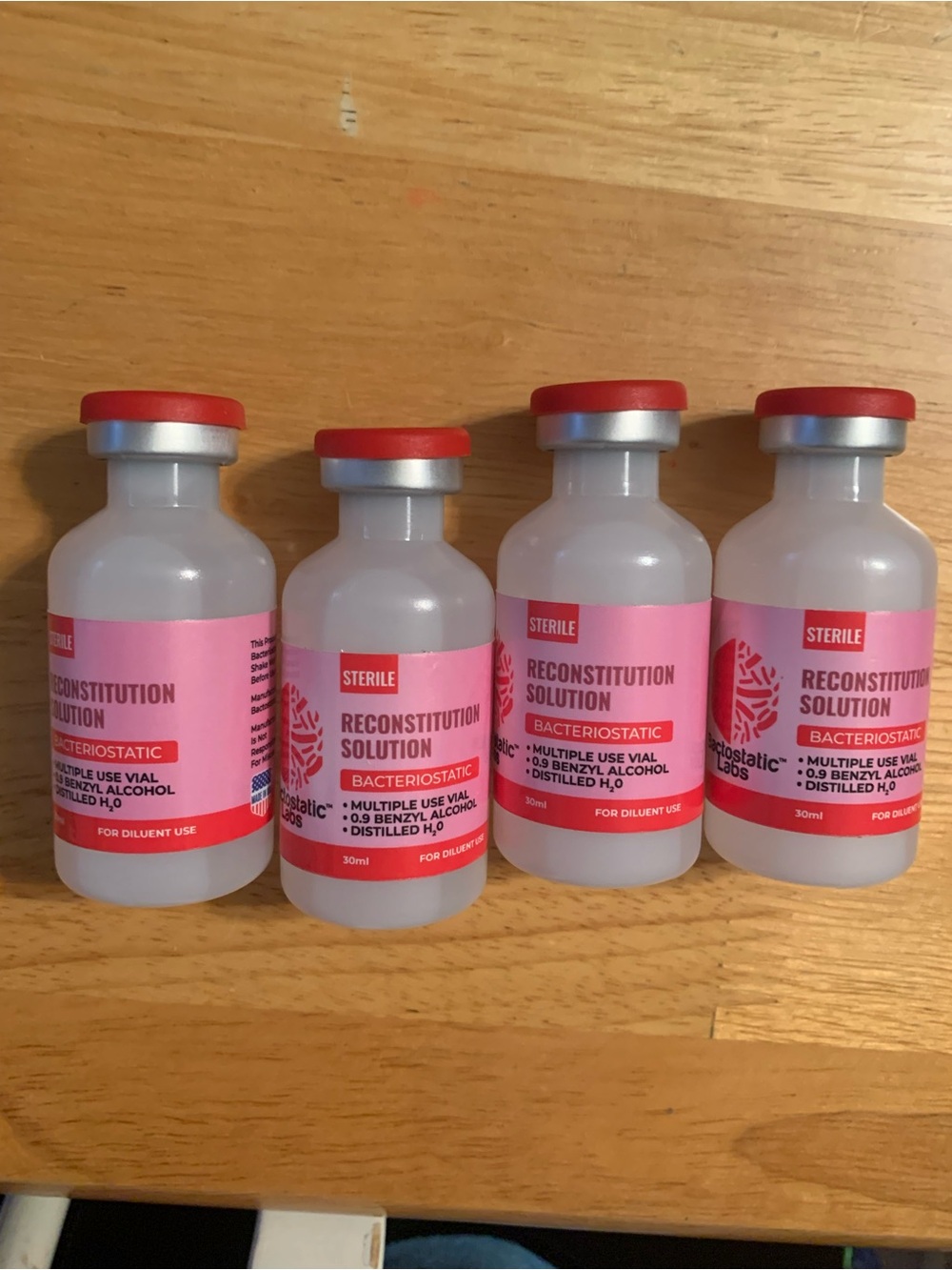 4 Bactostatic Labs Reconstitution Solution 30 ml each exp 12/26